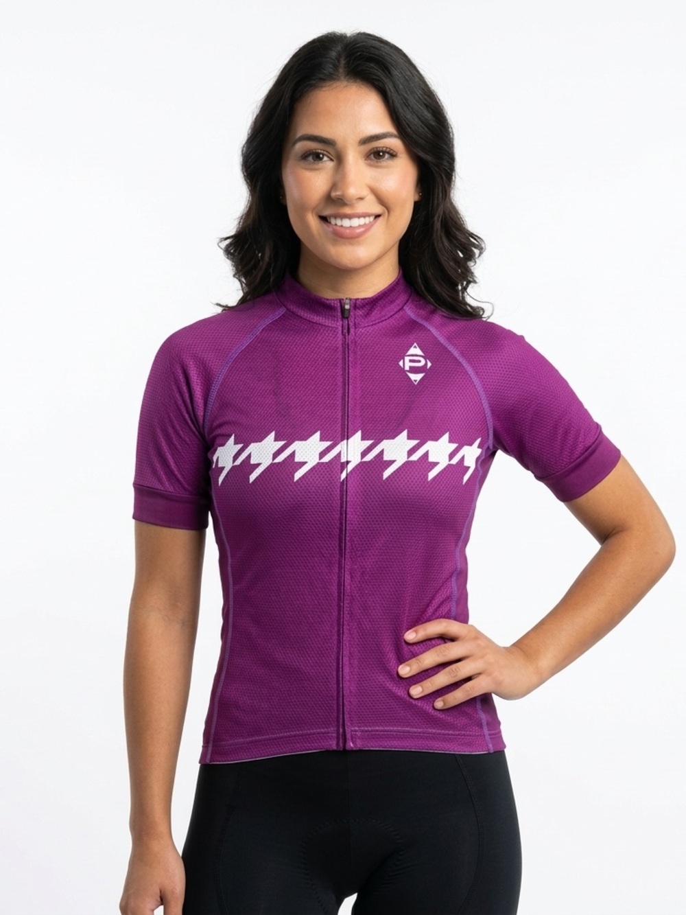 Panache Women Bike Cycling Jersey Purple Mesh 3 Pocket Full Zip Size M